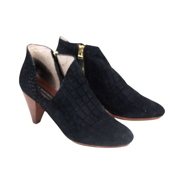 Matt Bernson BLACK LEATHER SUEDE ANIMAL PRINT MID HEEL ANKLE BOOTS SHOES Sz 9M - Picture 5 of 11